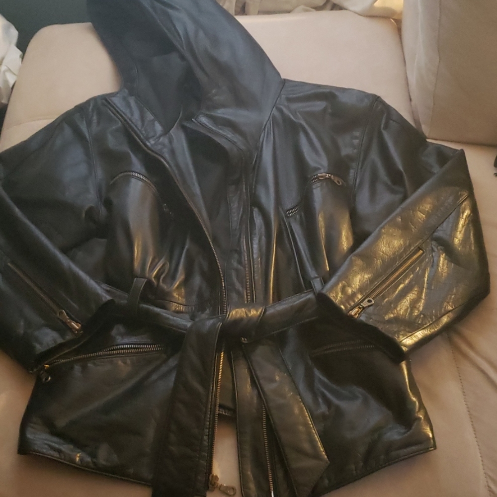 Vintage Wilsons hooded leather jacket